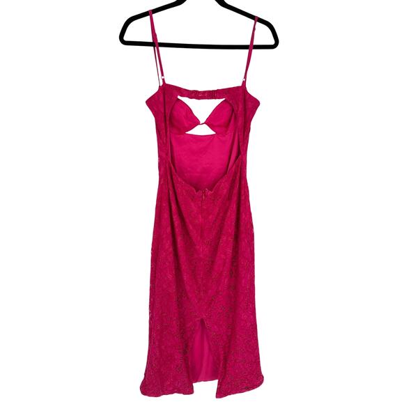 Bardot Ivanna Lace Midi Dress Pink Backless Back Slit Cut Out Sexy Party Vacay 6 - Picture 4 of 11